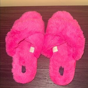 Rachel Zoe Fluffy Pink Slippers